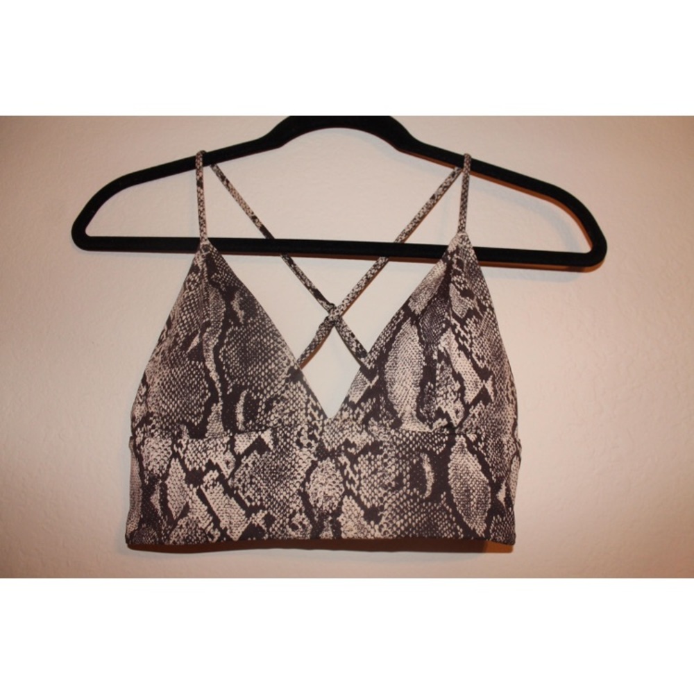 Brown Snake Skin Print Bikini Top